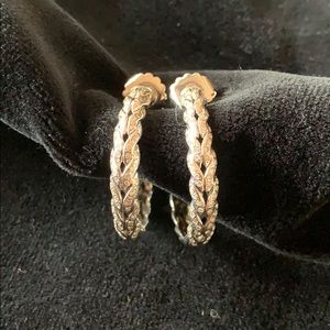 John Hardy silver and diamond hoop earrings